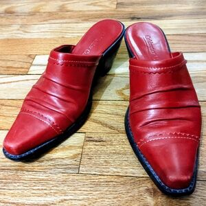 Coldwater Creek: Red Leather Western Mules, Bold Valentine’s Day Style, 5.5/6M